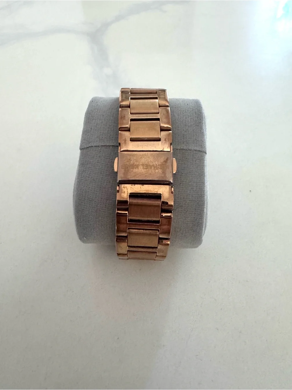 Michael Kors Rose Gold Rectangular Crystal-Trim Bracelet Watch